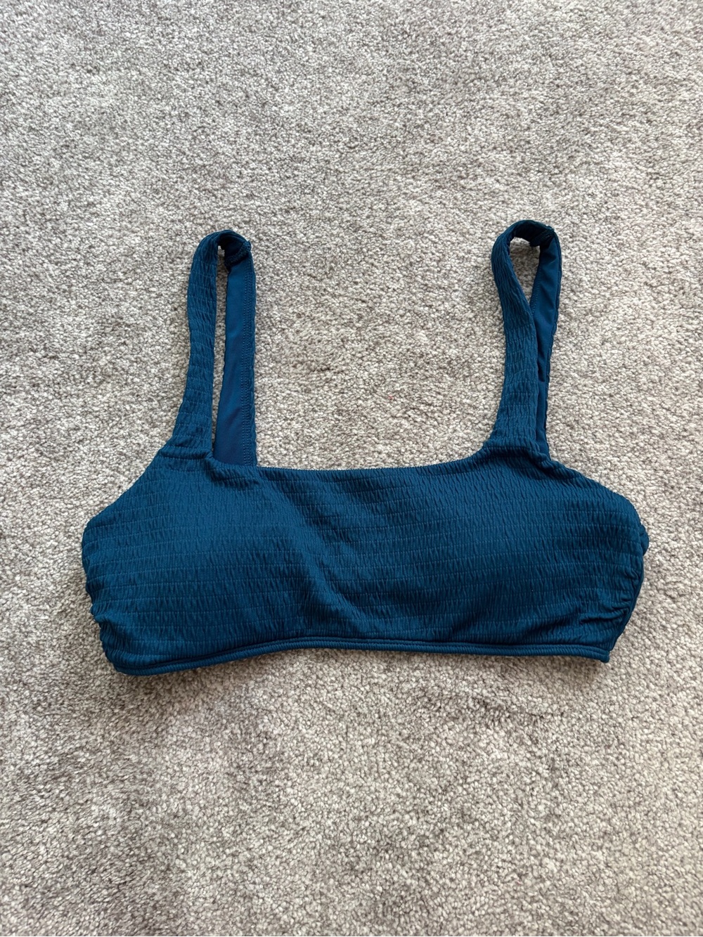 aerie Textured Square-Neck Bralette in Deep Teal